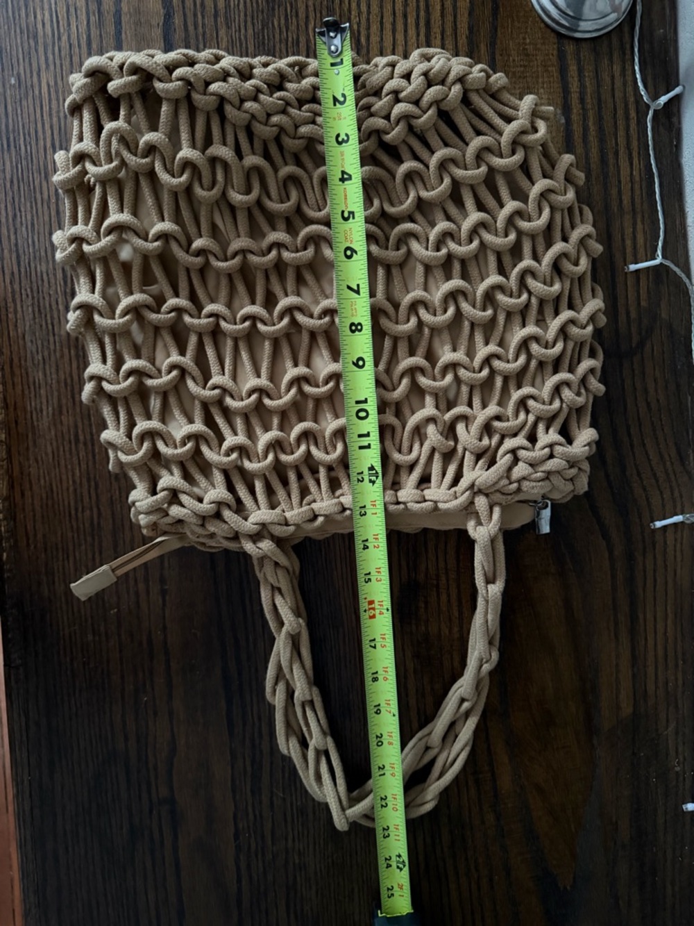 Woven Macramé Tote Bag in Tan - Picture 11 of 11